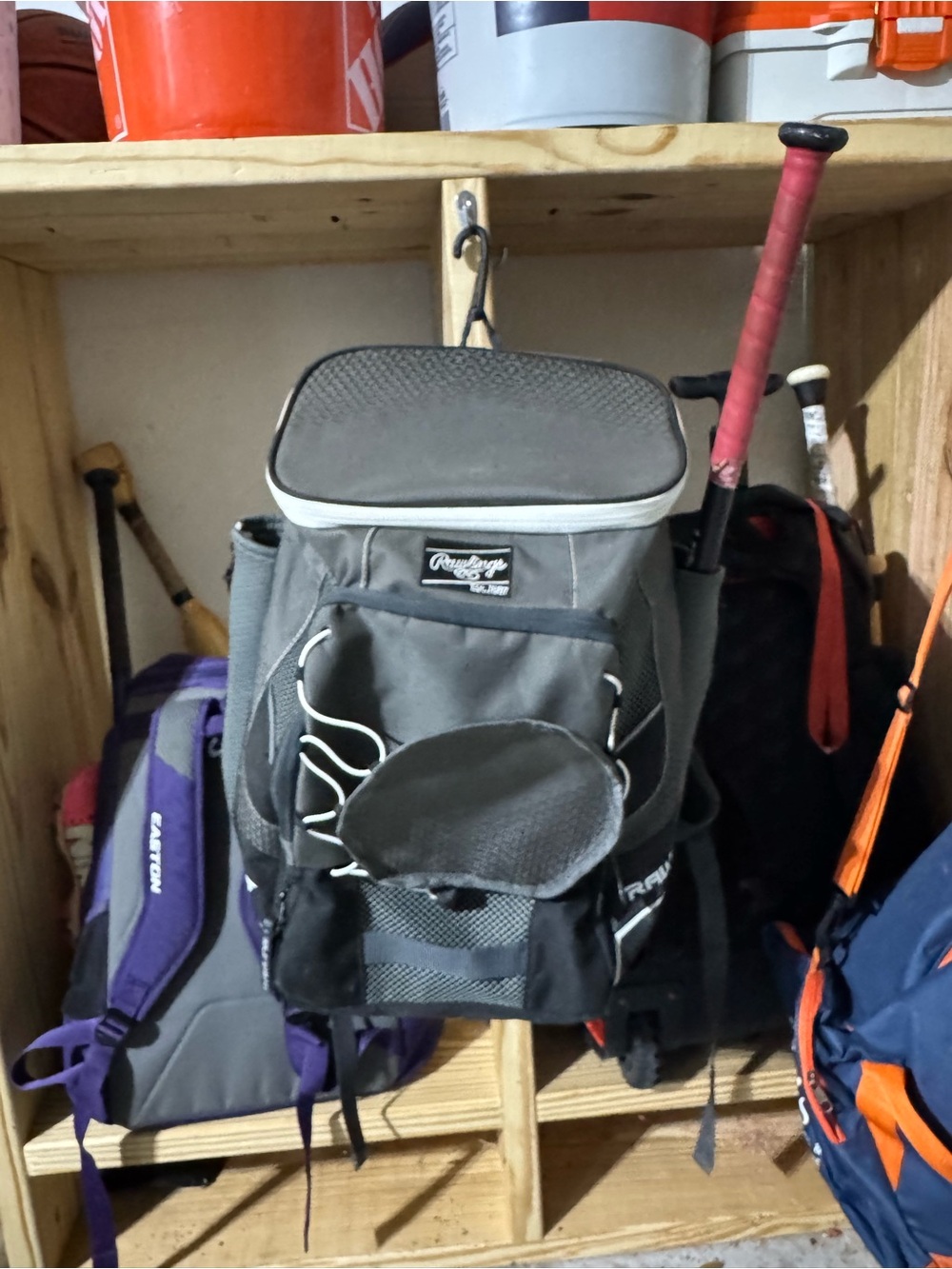 Youth Rawlings Gray and Black Baseball Backpack